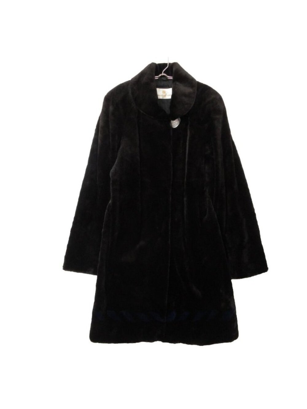 Balenciaga Coat Shared Mink Real Fur Long Black Blue